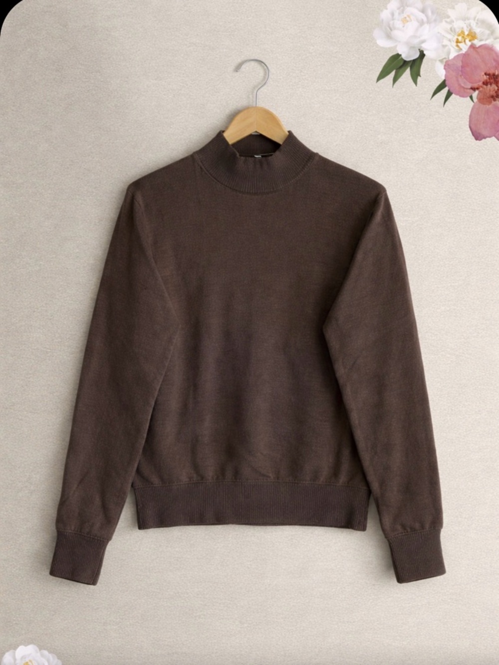 Brown Mock Neck Sweater (S)